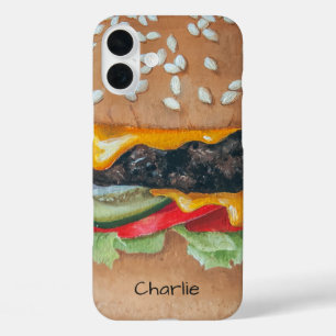 Hamburger Illustration individuelle Name Handys Fä iPhone 16 Plus Hülle