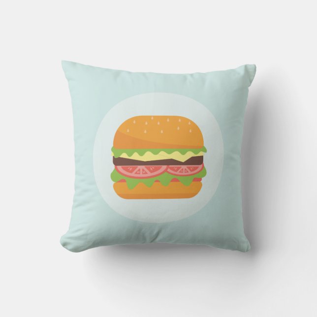 Hamburger Illustration mit Tomate und Salat Kissen (Vorderseite)
