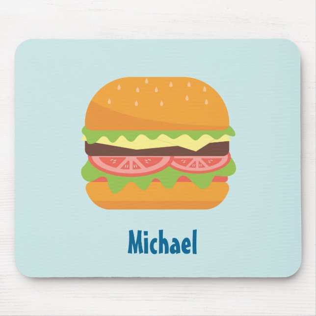 Hamburger Illustration mit Tomate und Salat Mousepad (Vorne)