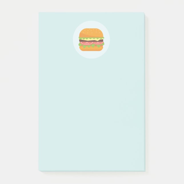 Hamburger Illustration mit Tomate und Salat Post-it Klebezettel (Vorderseite)