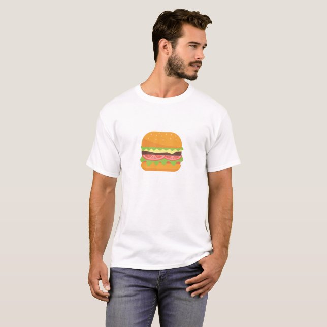 Hamburger Illustration mit Tomate und Salat T-Shirt (Vorne ganz)