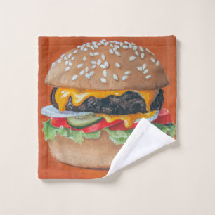 Hamburger Illustration Waschtuch Waschlappen