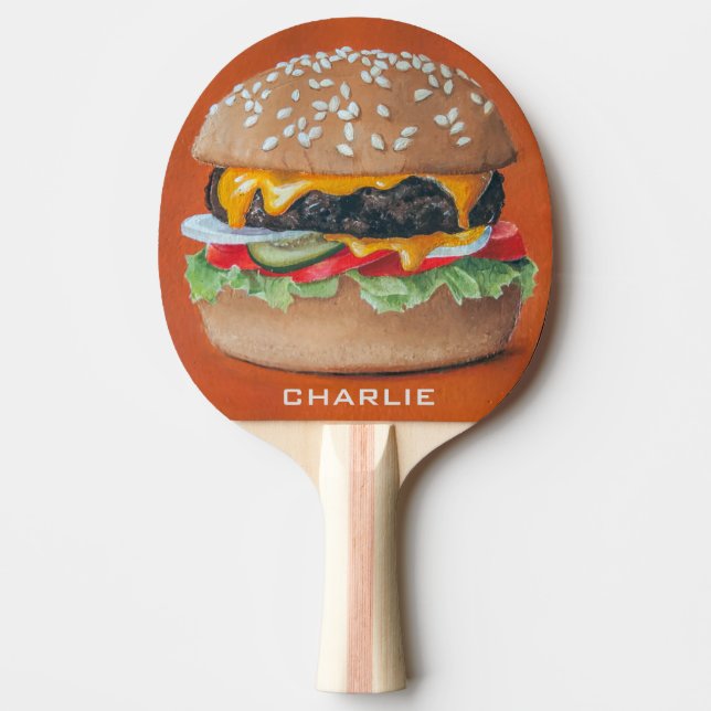 Hamburger-Illustrations-individueller Name Tischtennis Schläger (Vorderseite)