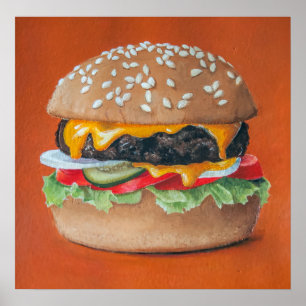 Hamburger-Illustrationsküchenplakat Poster