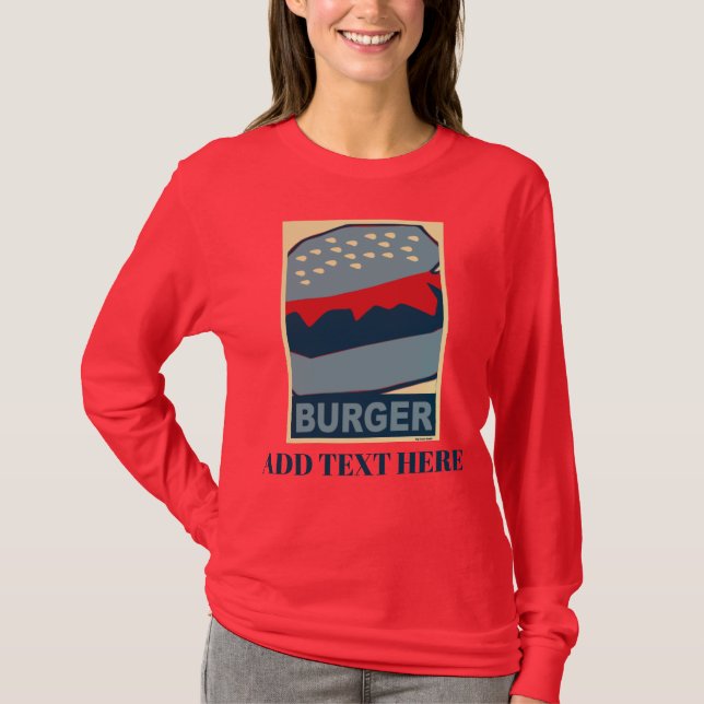Hamburger in blauer Kunst T-Shirt (Vorderseite)