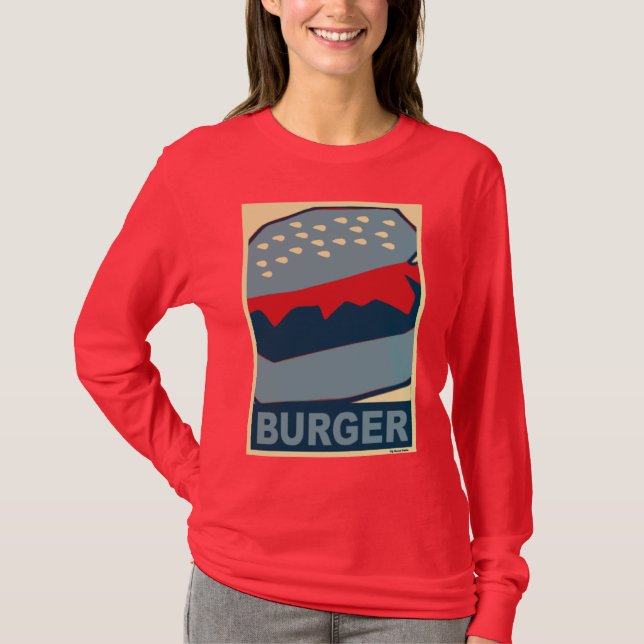 Hamburger in blauer Kunst T-Shirt (Vorderseite)