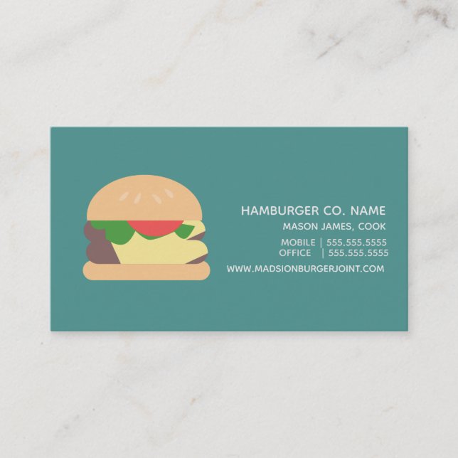 Hamburger Joint Hub Restaurant Business Card Visitenkarte (Vorderseite)