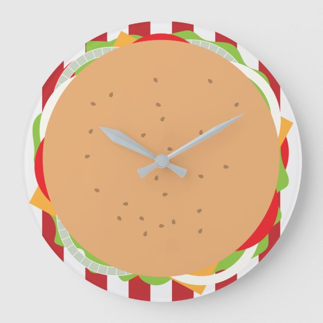 Hamburger Käseeburger niedliches Café Große Wanduhr (Vorderseite)