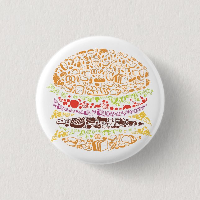 Hamburger, Lebensmittel, Brot, Käse, Fast Food Button (Vorderseite)