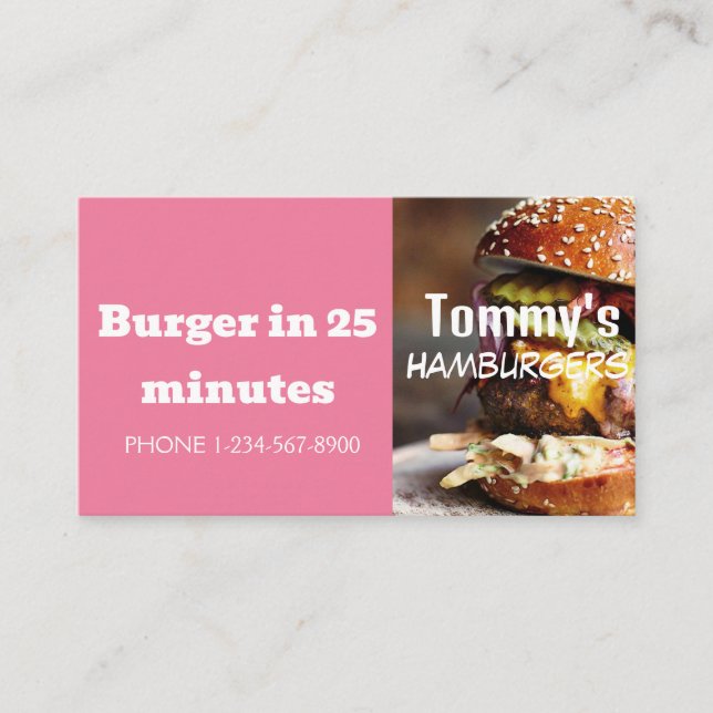 Hamburger-Lieferrabatt-Angebot Visitenkarte (Vorderseite)