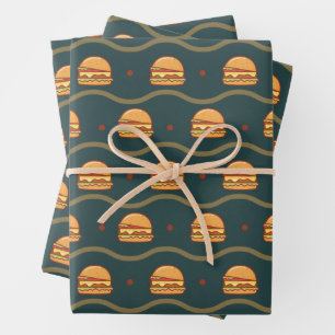 Hamburger Lover Cheeseburger Niedlich gepolstertes Geschenkpapier Set