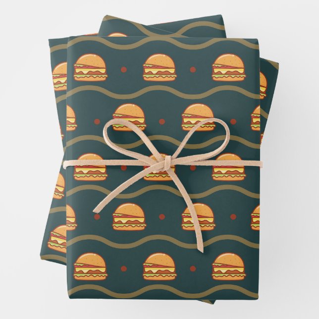 Hamburger Lover Cheeseburger Niedlich gepolstertes Geschenkpapier Set (Beispiel)