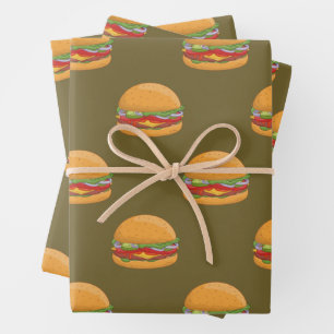 Hamburger Lover Niedlich gepolstertes Muster Geschenkpapier Set