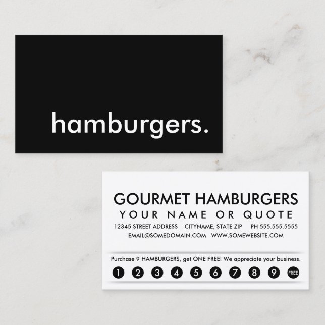 Hamburger. Loyalitätskarte Treuekarte (Vorne/Hinten)
