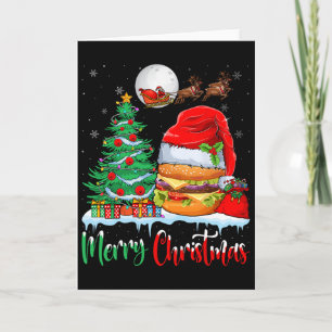 Hamburger mit Weihnachtsmannmütze Xmas - Frohe Wei Karte