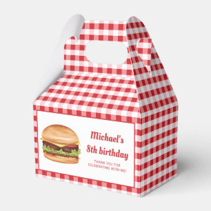 Hamburger on Red Gingham Birthday Vielen Dank Geschenkschachtel