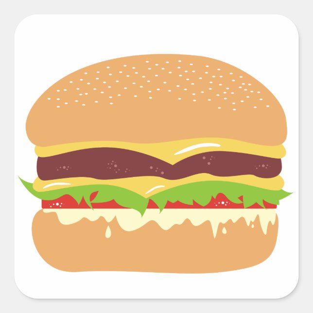 Hamburger Quadratischer Aufkleber (Vorderseite)