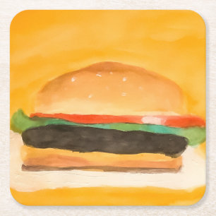 Hamburger Rechteckiger Pappuntersetzer