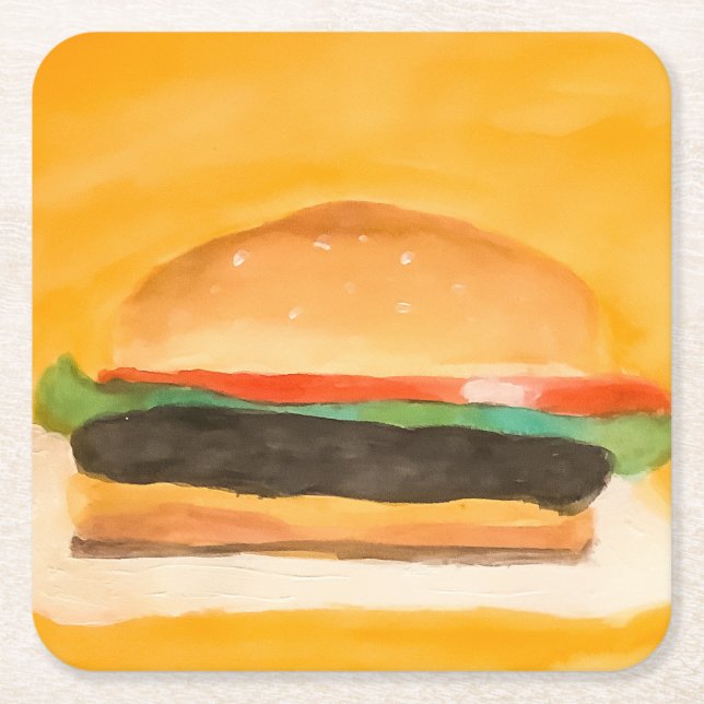 Hamburger Rechteckiger Pappuntersetzer (Vorderseite)