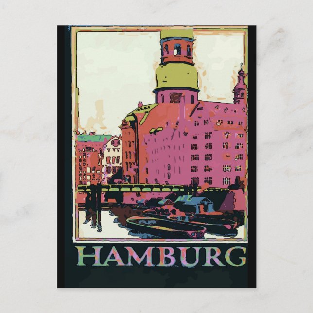 Hamburger Reiseplakat Postkarte (Vorderseite)