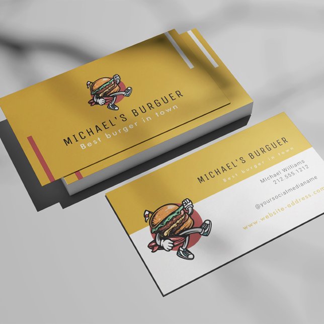 Hamburger Restaurant Food LKW Mustard Yellow Visitenkarte (Von Creator hochgeladen)