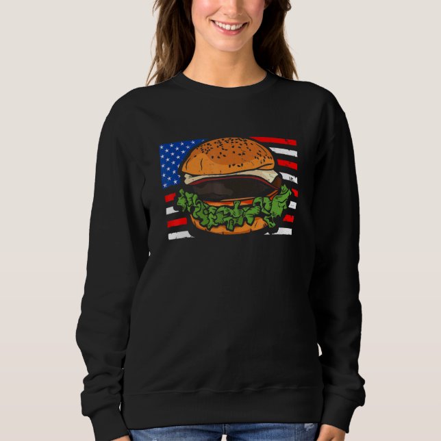 Hamburger Sandwich mit US-Flagge 4. Juli Sweatshirt (Vorderseite)