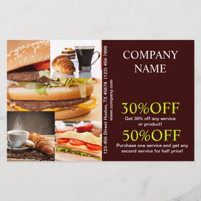 Hamburger Sandwich, privater Koch Catering Flyer (Vorne)