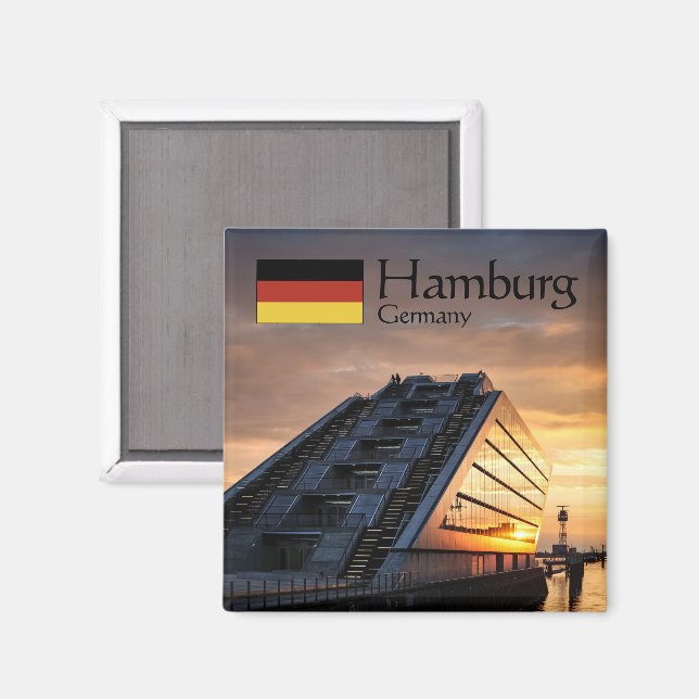 Hamburger Souvenir Magnet (Vorderseite/Rückseite)