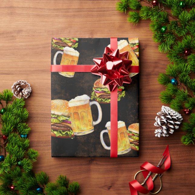 Hamburger und Bier  Geschenkpapier (Feiertagsgeschenk)