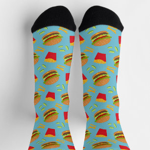 Hamburger und Fries Art Happy Awareness Socken
