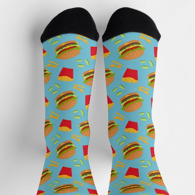 Hamburger und Fries Art Happy Awareness Socken (Hamburger and French Fries Art Happy Awareness Socks)