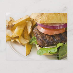 Hamburger und Fries Postkarte