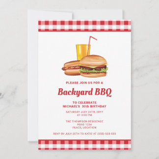 Hamburger und Hot Dog Backyard GRILLEN Geburtstags Einladung
