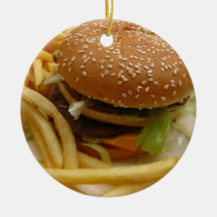 Hamburger und Pommes frites Keramikornament