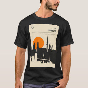 Hamburger Vintag-Buchcover-Reiseplakat T-Shirt