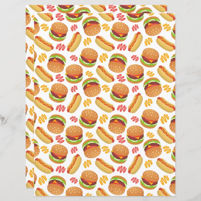Hamburgers & Hot Dogs Scrapbook Paper (Vorne/Hinten)