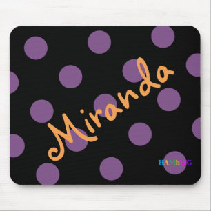 HAMbWG - Computermäuse - Polka-Punkte auf schwarz Mousepad