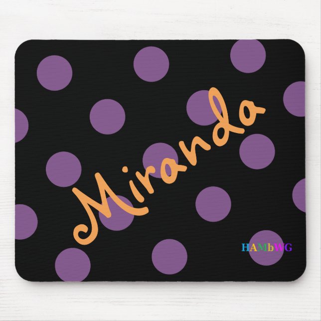 HAMbWG - Computermäuse - Polka-Punkte auf schwarz Mousepad (Vorne)
