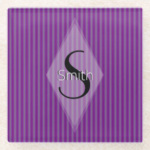 HAMbWG - Lila Amethyst-Streifen mit Monogramm Glasuntersetzer