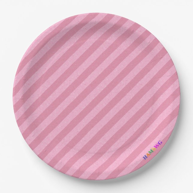 HAMbWG - Logo "Paper Goods - Light Pink Stripe w" Pappteller (Vorderseite)