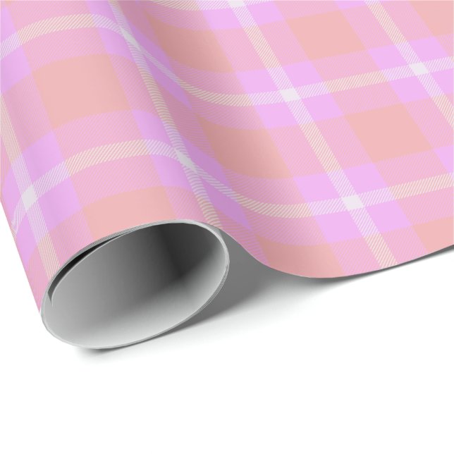 HAMbWG Matte Wrapping Paper - Pink/Peach Tartan Geschenkpapier (Rolleneckpunkt)
