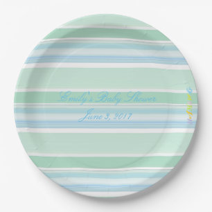 HAMbWG - Papierwaren - Minze & Baby Blue Streifen Pappteller