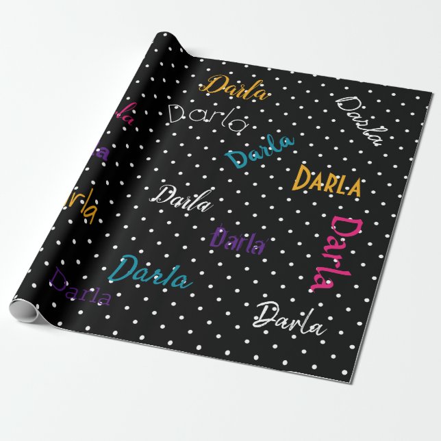 HAMbWG Personalisiert Polka Dot Black Geschenkpapier (Ungerollt)