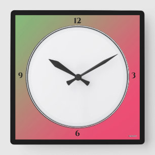 HAMbWG Pink, green, white and black  - Wall Clock Quadratische Wanduhr