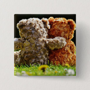 HAMbWG - Quadratischer Knopf - Teddybär Freunde Button