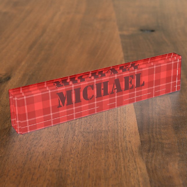 HAMbWG - Red Tartan Namensplakette (Seite)