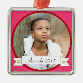 HAMbWG - Rosa und rote Grenze mit Banner Ornament Aus Metall