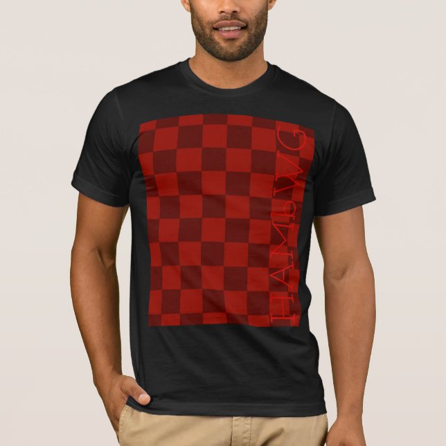 HAMbWG - T - Shirt - Rote Schachbretter (Vorderseite)