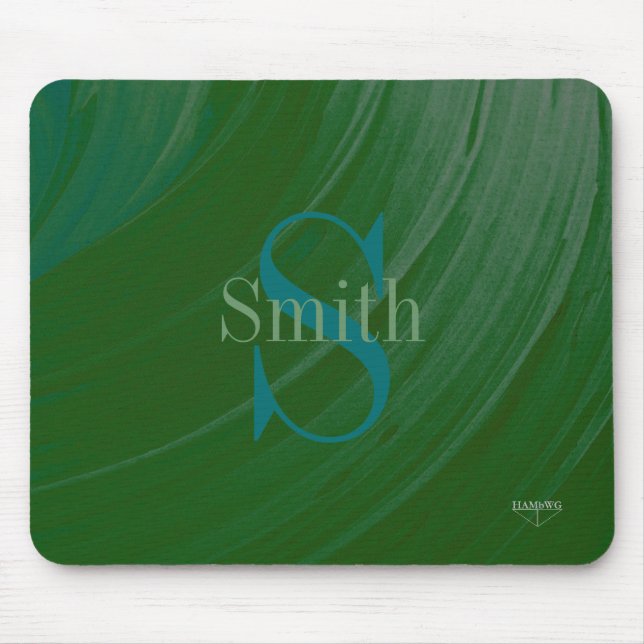 HAMbWG - Tiefgrünes Swirl-Monogramm Mousepad (Vorne)