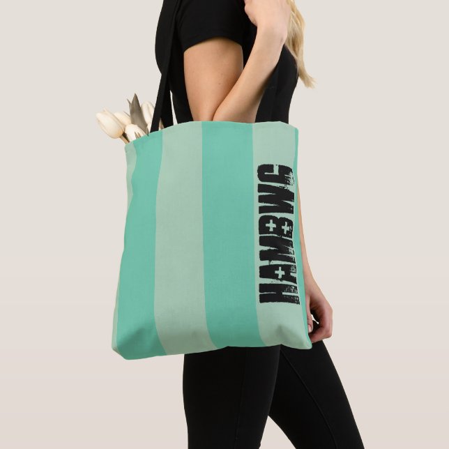 HAMbWG - Tote Bag- Bright Mint Stripe HAMbWG Logo (Von Nahem)